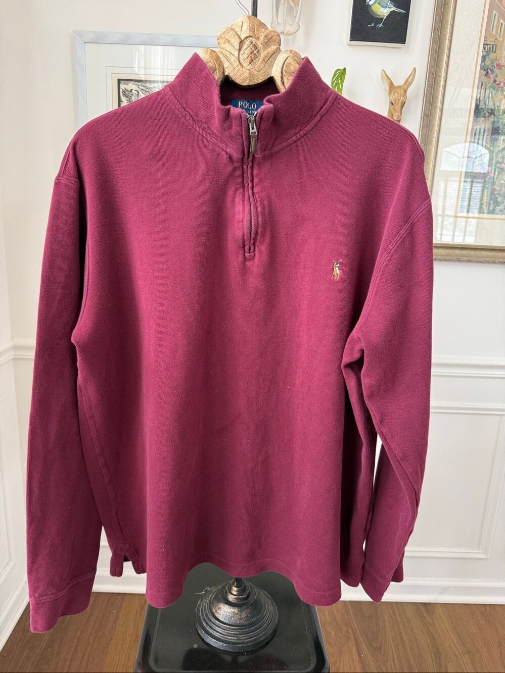 Polo Ralph Lauren 1/4 Zip Burgundy Cotton Pullover XL